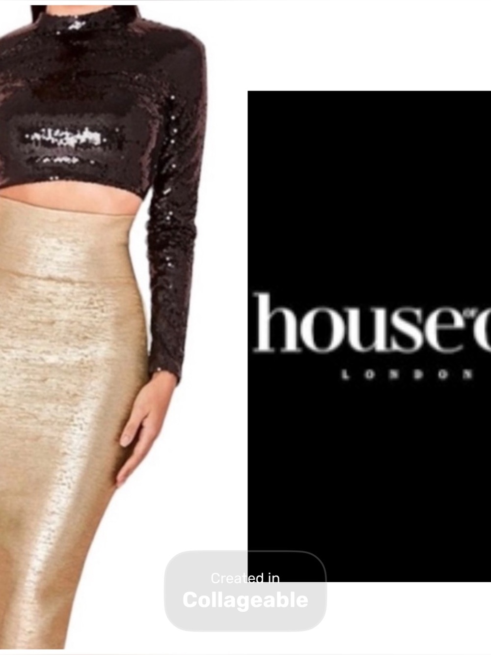 ‼️WOW‼️NEW HOUSE OF CB Michaela Gold Foil Bandage High Waisted Skirt ‼️NWT‼️